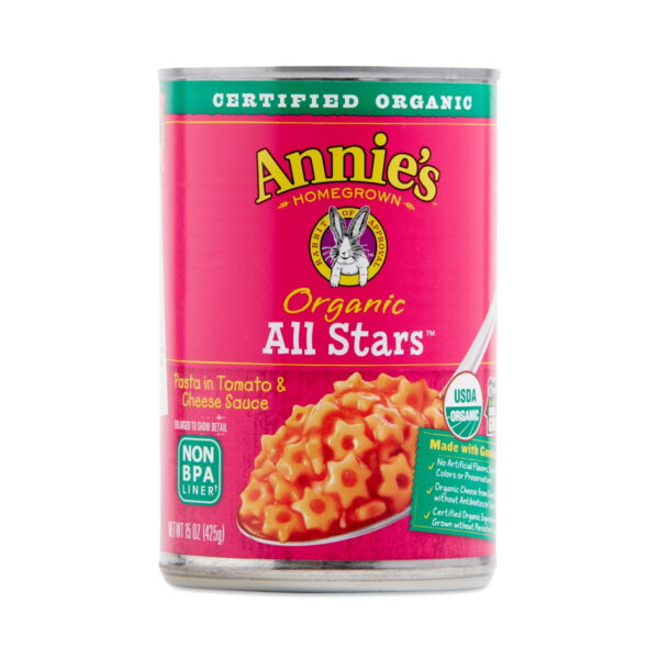Annie's All Stars Pasta in Tomato & Cheese Sauce 15 oz can
