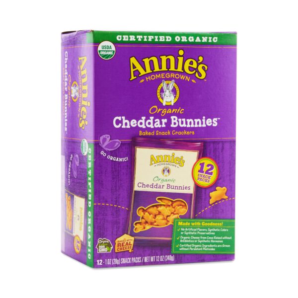 Annie's Organic Cheddar Bunnies Cracker Snack Pack 12 bags (1 oz each)