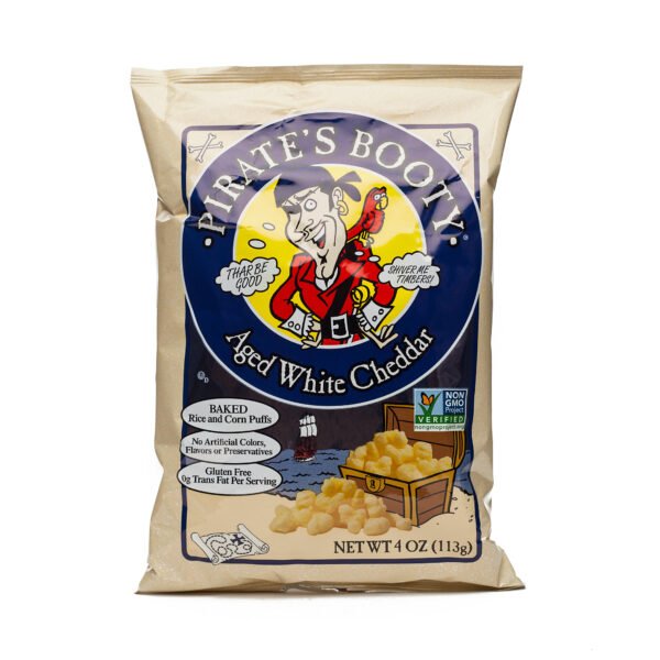 Pirate's Booty Aged White Cheddar Rice and Corn Puffs 4 oz bag
