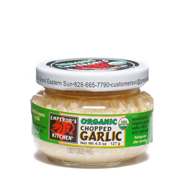 Emperors Kitchen Organic Chopped Garlic 4.5 oz jar