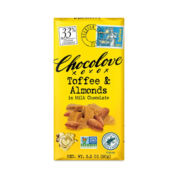 Chocolove Toffee & Almonds Milk Chocolate 3.2 oz bar