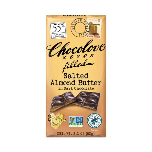 Chocolove Salted Almond Butter Dark Chocolate 55% Cacao 3.2 oz bar