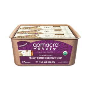 GoMacro Organic Peanut Butter & Chocolate Chip Protein Pleasure Bars 12 bars (2.4 oz each)