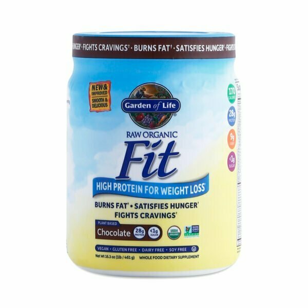 Garden of Life Chocolate Raw Fit Protein Powder 16.3 oz container