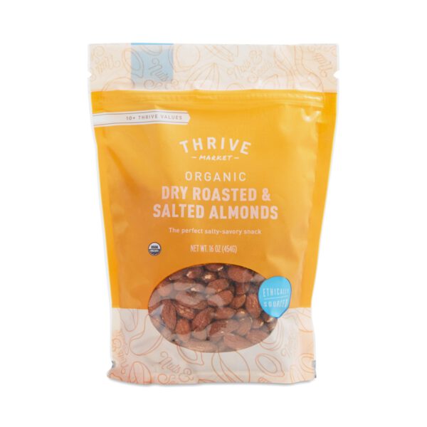 Thrive Market Organic Dry Roasted & Salted Almonds 16 oz pouch