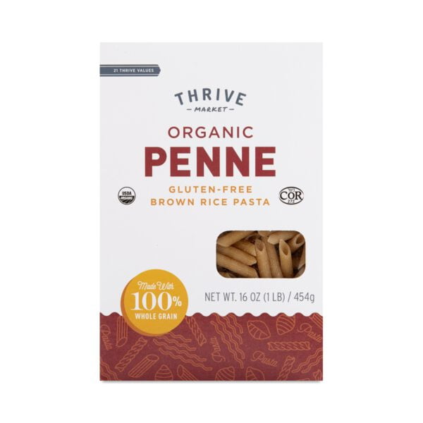 Thrive Market Organic Brown Rice Penne 16 oz box