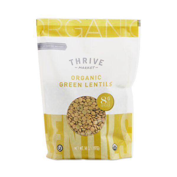 Thrive Market Organic Dried Green Lentils 14 oz bag