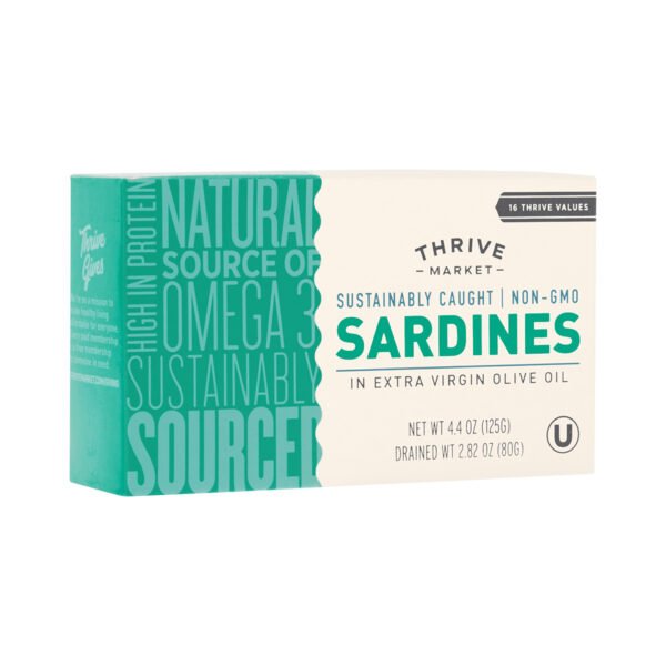 Thrive Market Non-GMO Sardines in EVOO 4.4 oz can