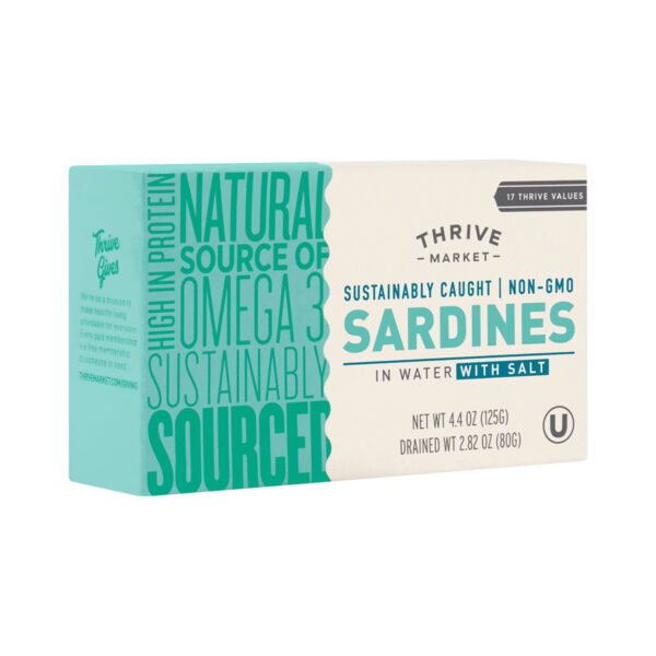 Thrive Market Non-GMO Sardines in Water with Salt 4.4 oz can
