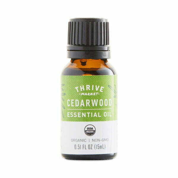 Thrive Market Cedarwood Organic Essential Oil .51 fl oz glass bottle