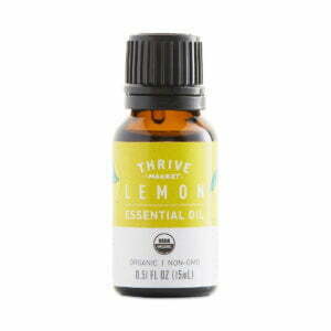 Thrive Market Lemon Organic Essential Oil .51 fl oz glass bottle