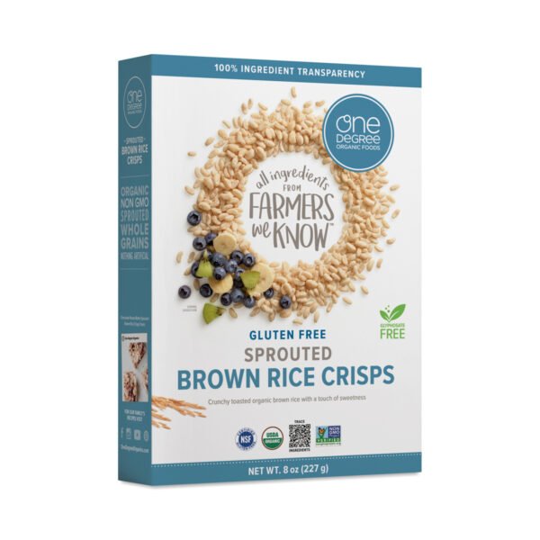 One Degree Organic Foods Sprouted Brown Rice Crisps 8 oz box