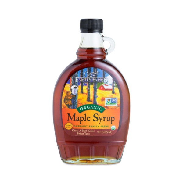 Coombs Organic Maple Syrup Grade A Dark Color 12 oz bottle