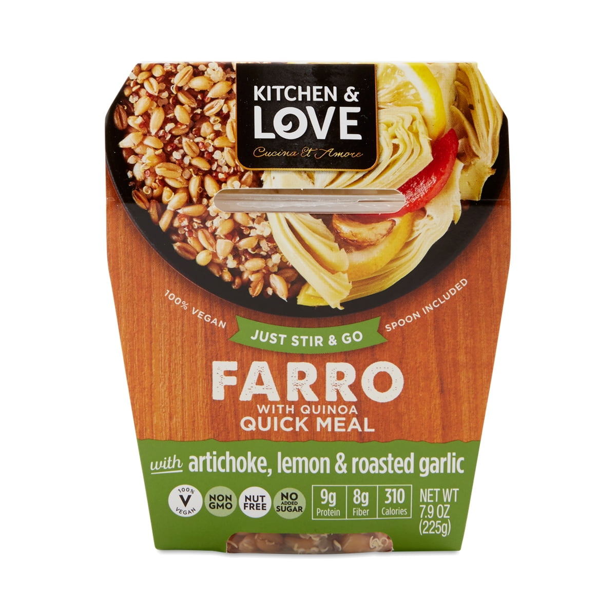 Kitchen & Love Artichoke Lemon & Roasted Garlic Farro Quinoa Meal 7.9 oz meal