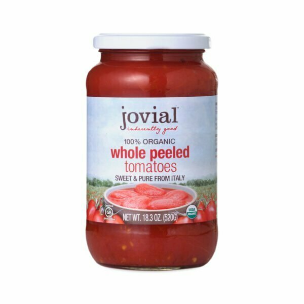 Jovial Organic Whole Peeled Tomatoes 18.3 oz jar