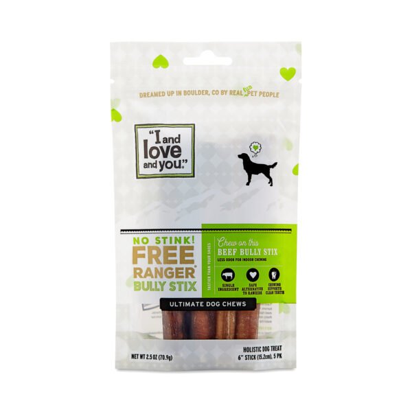 I and love and you No Stink! Free Ranger Bully Stix Dog Chews 5 sticks (6" each)