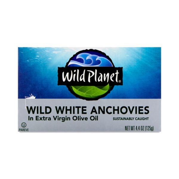 Wild Planet White Anchovies in Extra Virgin Olive Oil 4.375 oz can