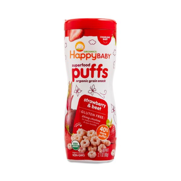 Happy Family Happy Baby Organic Strawberry Happy Puffs  2.1 oz