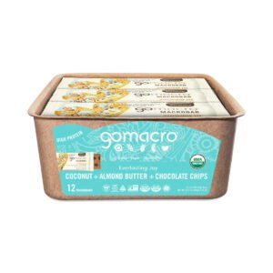 GoMacro Coconut & Almond Butter Chocolate Chip MacroBar 12 bars (2.3 oz each)
