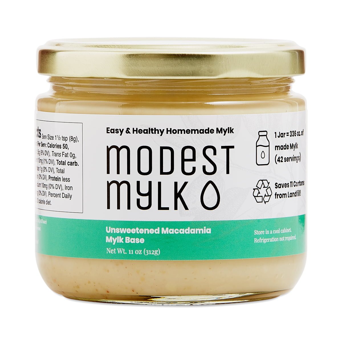 Modest Mylk Unsweetened Macadamia Mylk Base 11 oz jar