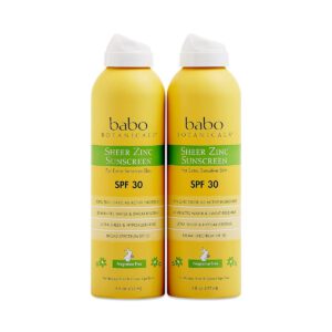 Babo Botanicals SPF 30 Sheer Zinc Continuous Spray Sunscreen Duo Two 6 fl oz cans