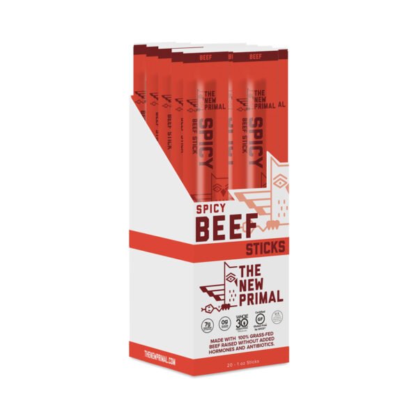 The New Primal Grass-Fed Spicy Beef Sticks 20 sticks (1 oz each)